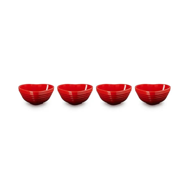 Le Creuset Mini Heart Pinch Bowl, Set of 4 - Cerise