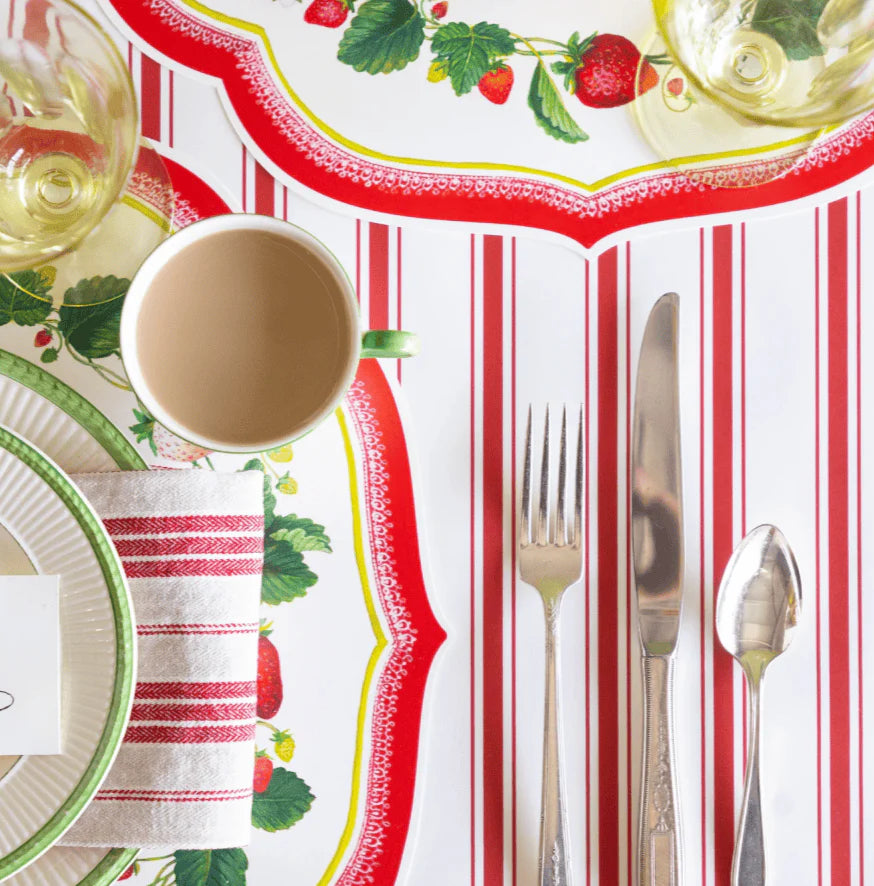 Hester & Cook Red Linen Stripe Paper Table Runner - 20" x 25'