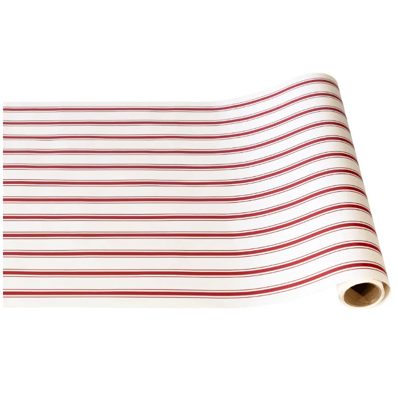 Hester & Cook Red Linen Stripe Paper Table Runner - 20" x 25'
