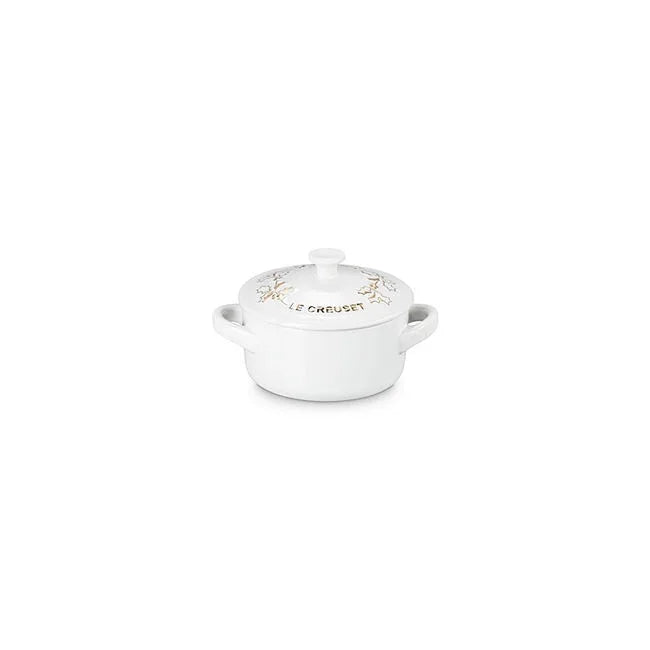 Le Creuset Holly Collection Gold Applique Mini Round Cocotte