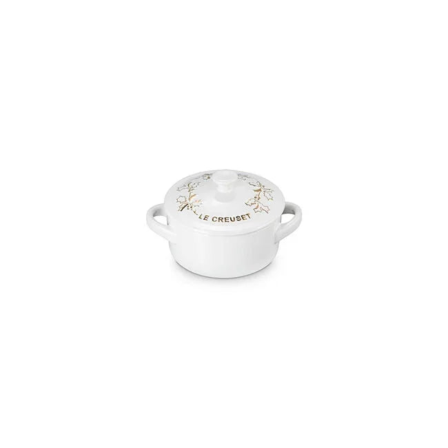 Le Creuset Holly Collection Gold Applique Mini Round Cocotte