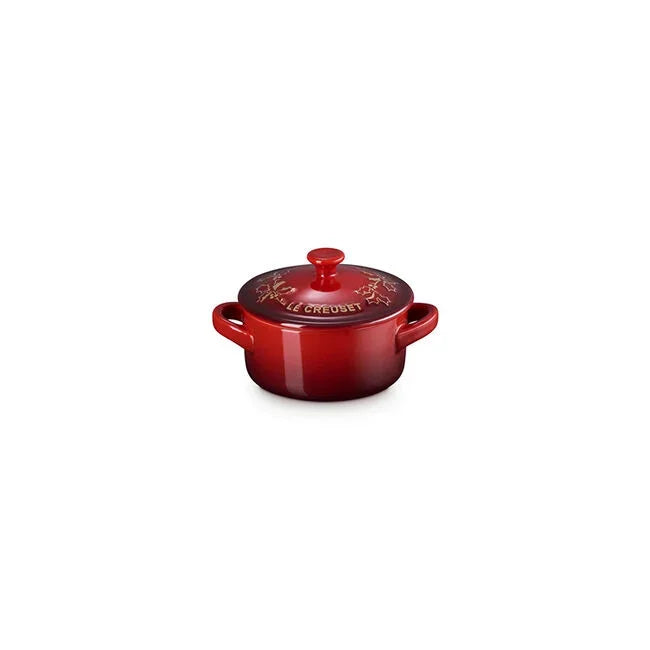 Le Creuset Holly Collection Gold Applique Mini Round Cocotte