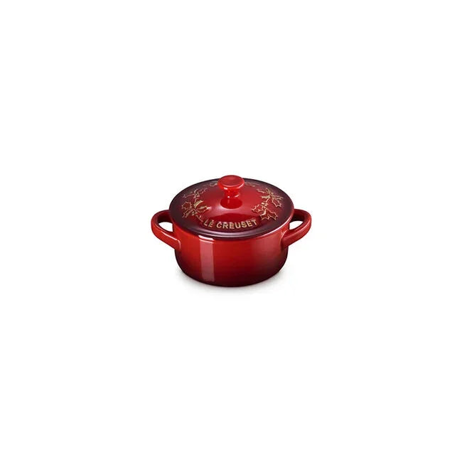 Le Creuset Holly Collection Gold Applique Mini Round Cocotte