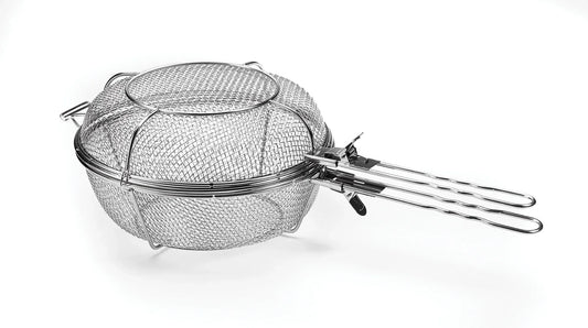 Jumbo Grill Basket with Removable Handles, Stainless Steel - Marcel’s Culinary Experience