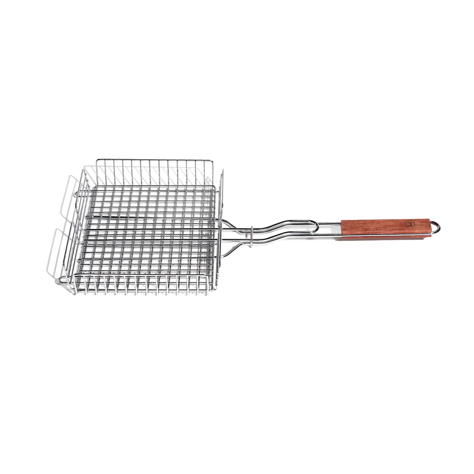 Chrome Grill Basket with Rosewood Handle - Marcel’s Culinary Experience