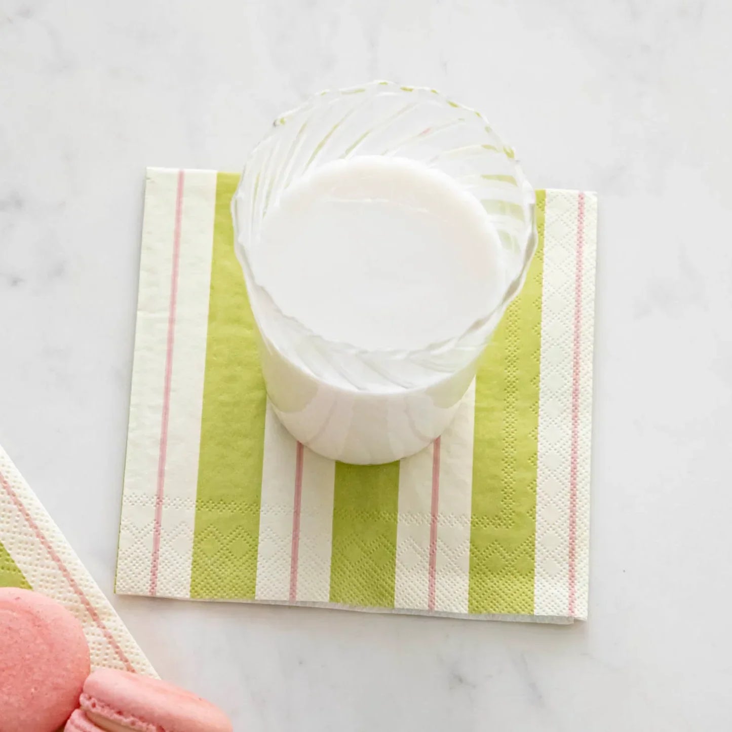 Hester & Cook Green & Pink Awning Stripe Cocktail Napkins - Marcel’s Culinary Experience