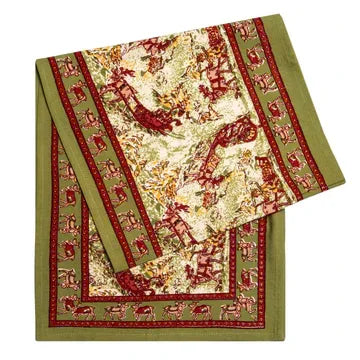Couleur Nature Renne Reindeer Red & Green Runner 16"x90" - Marcel’s Culinary Experience