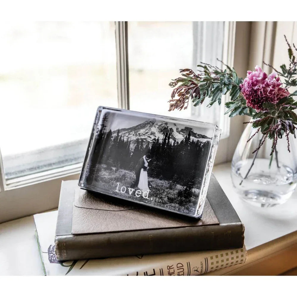 Simon Pearce Woodbury "Loved" Horizontal Photo Block 4" x 6" x 1" - Marcel’s Culinary Experience