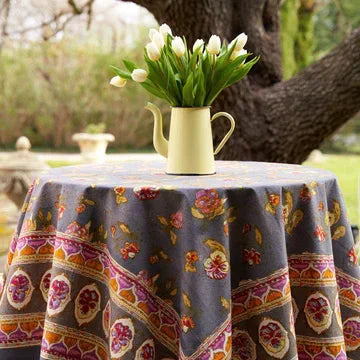 Couleur Nature French Tablecloth Pansy Red & Grey 59"x86" - Marcel’s Culinary Experience