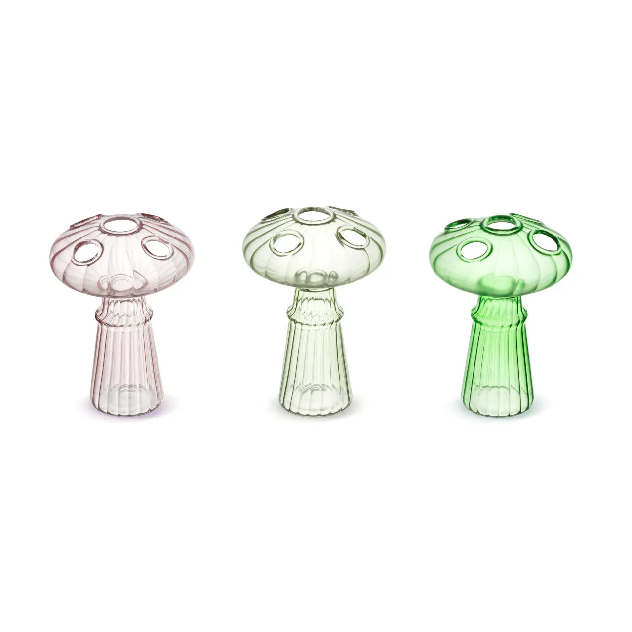 Green Glass Mushroom Multi Hole Arranging Vases - Marcel’s Culinary Experience