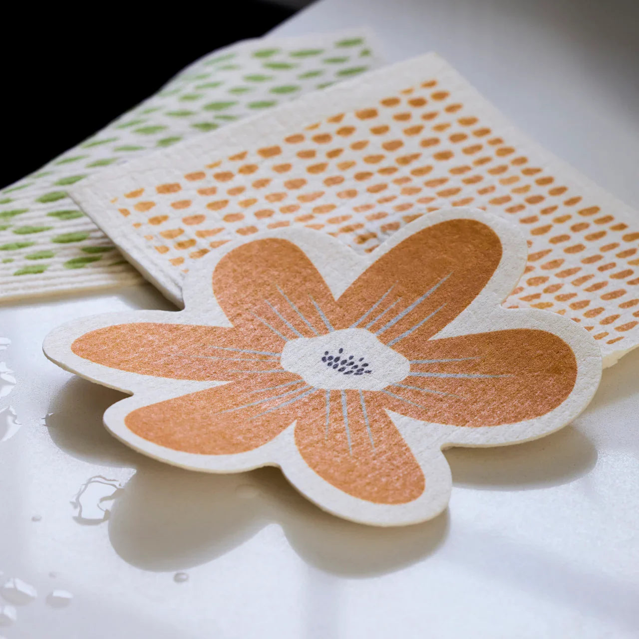 Flower BioDishCloths Orange Specs - Marcel’s Culinary Experience