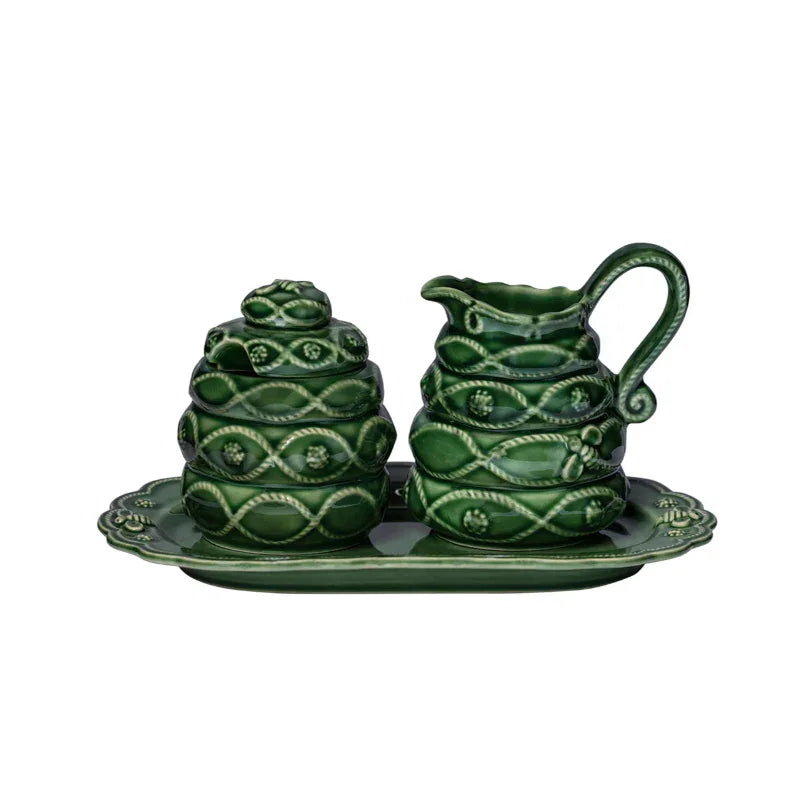Juliska Veronica Beard Jardins Du Monde Creamer and Sugar Set/3pc - Green - Marcel’s Culinary Experience