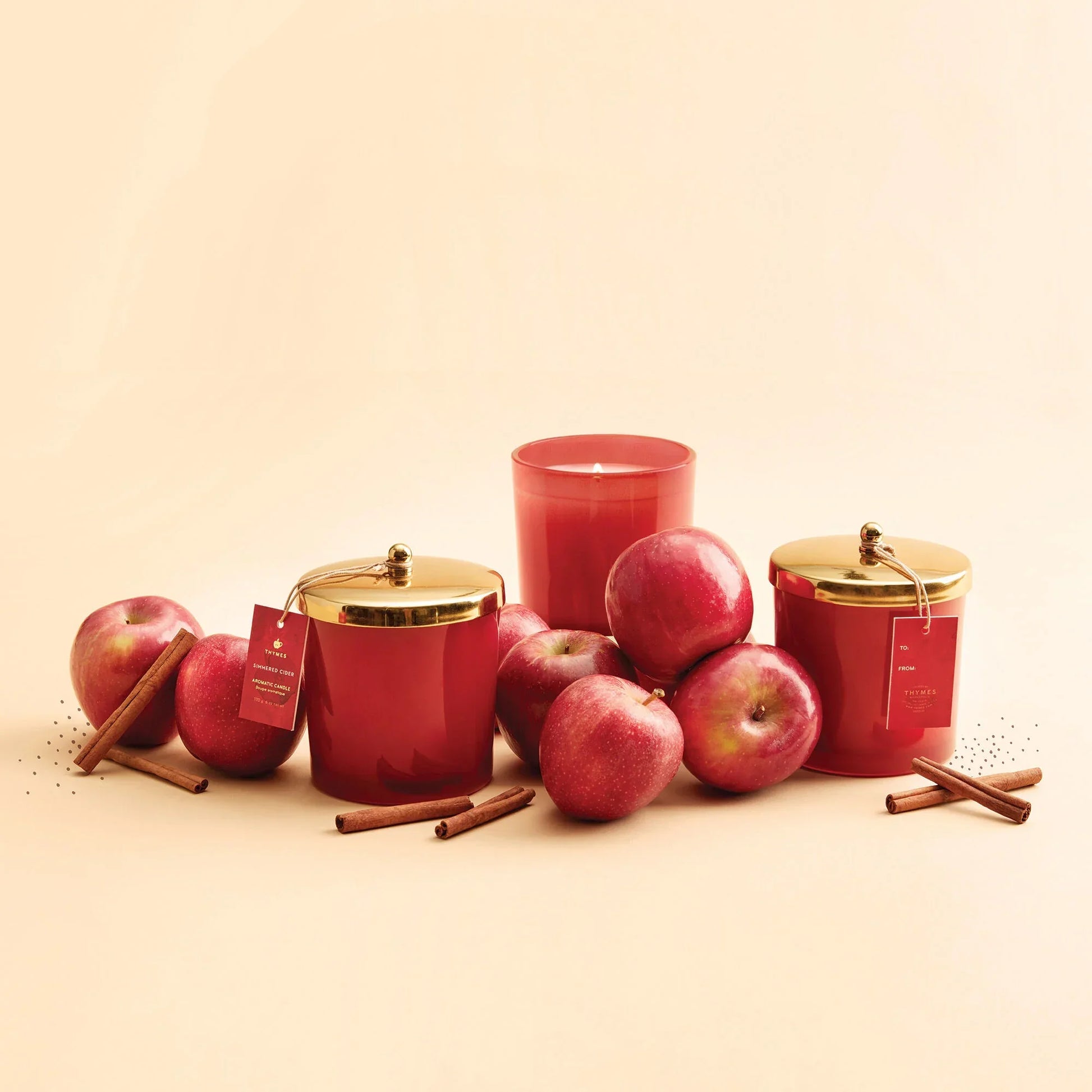 Thymes Simmered Cider Harvest Red Poured Candle 13oz - Marcel’s Culinary Experience