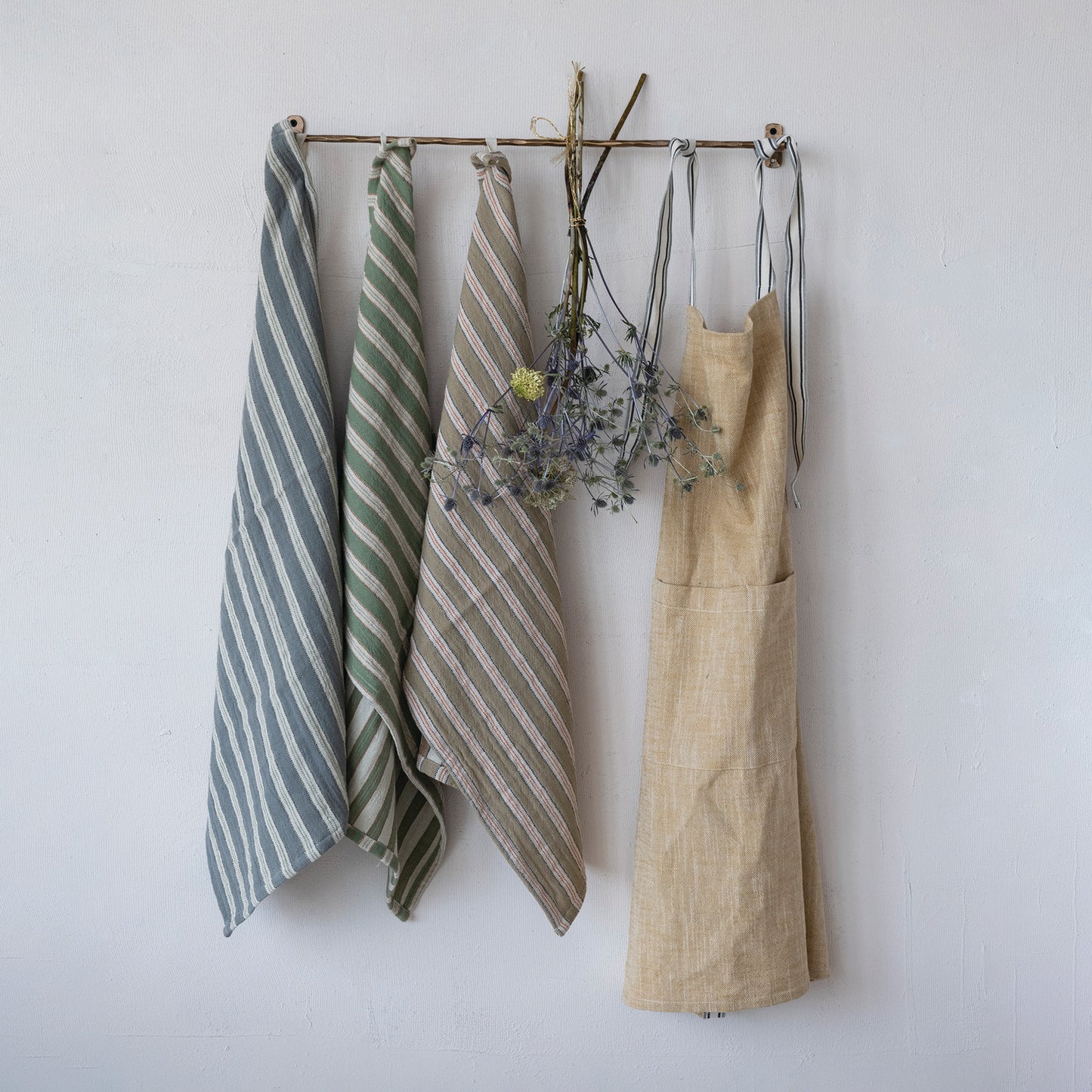Woven Cotton Double Cloth Striped Tea Towel, 3 Colors