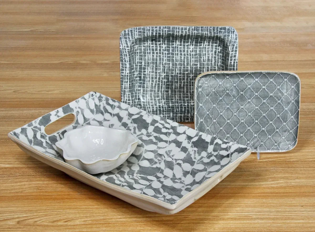 Terrafirma Tidbit Tray Arabesque Charcoal - Marcel’s Culinary Experience