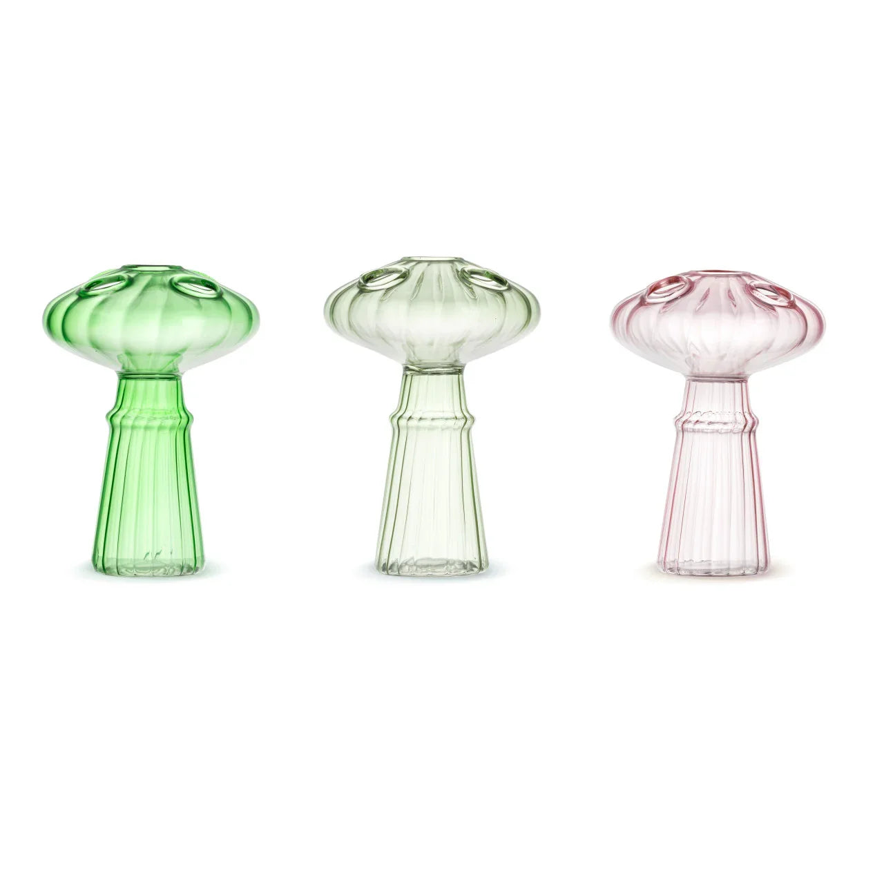 Green Glass Mushroom Multi Hole Arranging Vases - Marcel’s Culinary Experience