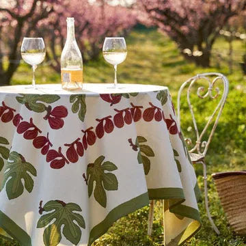 Couleur Nature Fig Red & Green French Tablecloth 71" x 106" - Marcel’s Culinary Experience