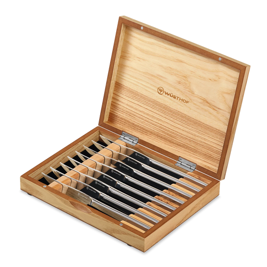 Wüsthof Stainless Steak Knife Set in Olivewood Chest - Marcel’s Culinary Experience