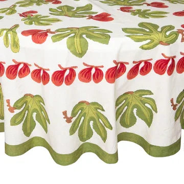 Couleur Nature Fig Red & Green French Tablecloth 71" x 106" - Marcel’s Culinary Experience