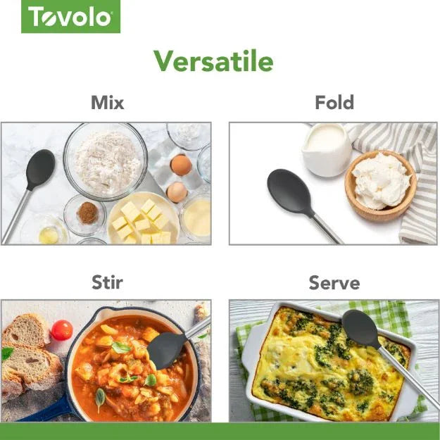 Tovolo Silicone Mixing Spoon SS Handle Blue Slate - Marcel’s Culinary Experience