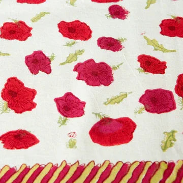 Couleur Nature Poppies Red & Green French Tablecloth 59"x59" - Marcel’s Culinary Experience