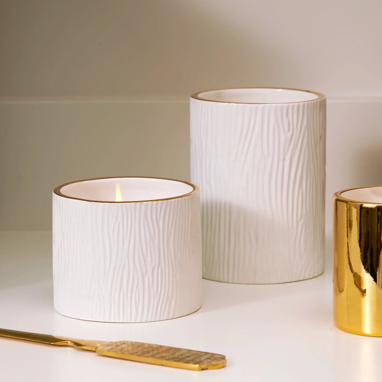 Med Gilded Ceramic Candle - Marcel’s Culinary Experience