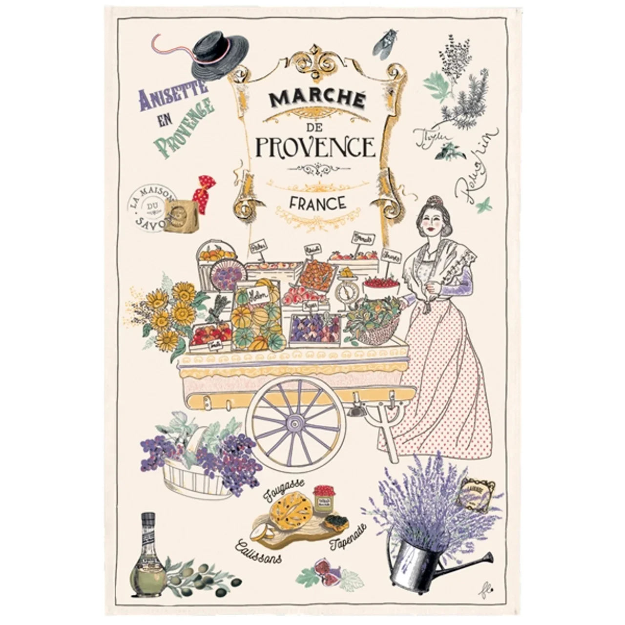 Torchons & Bouchons Tea Towel Provence Market - Marcel’s Culinary Experience