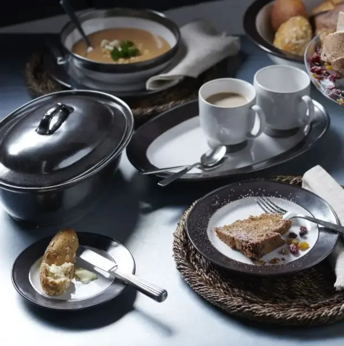 Juliska Emerson Desert/Salad Plate - White/Pewter - Marcel’s Culinary Experience