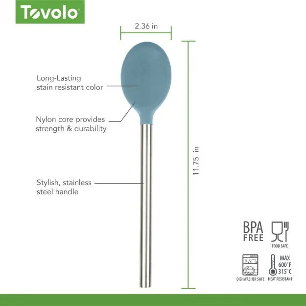 Tovolo Silicone Mixing Spoon SS Handle Blue Slate - Marcel’s Culinary Experience