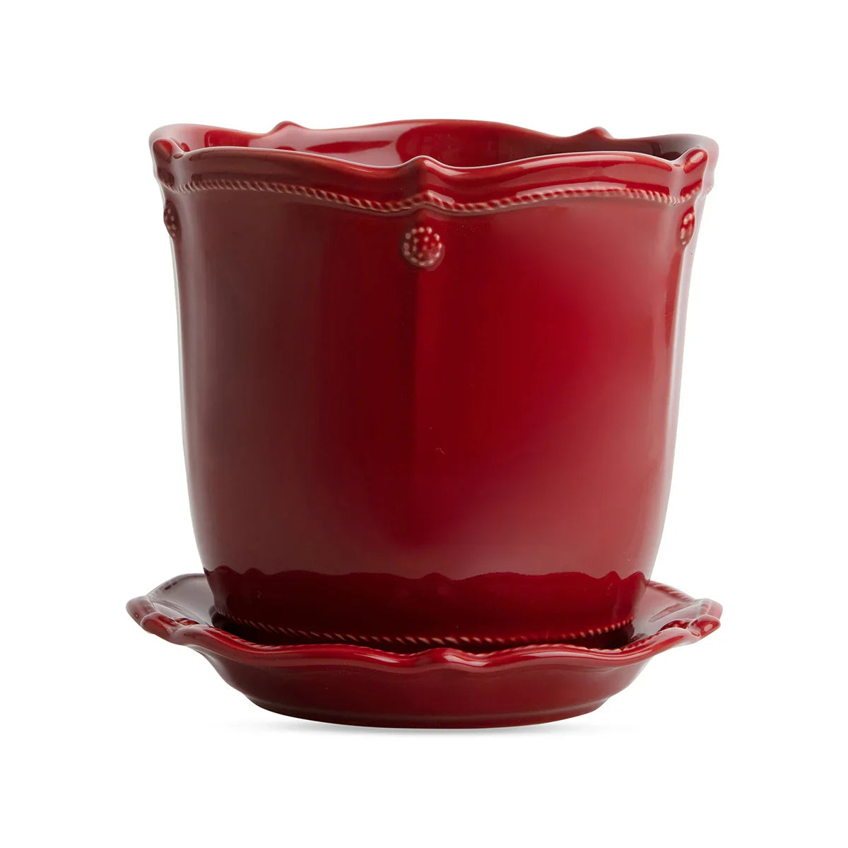 Juliska Berry & Thread 7" Planter & Saucer - Ruby - Marcel’s Culinary Experience