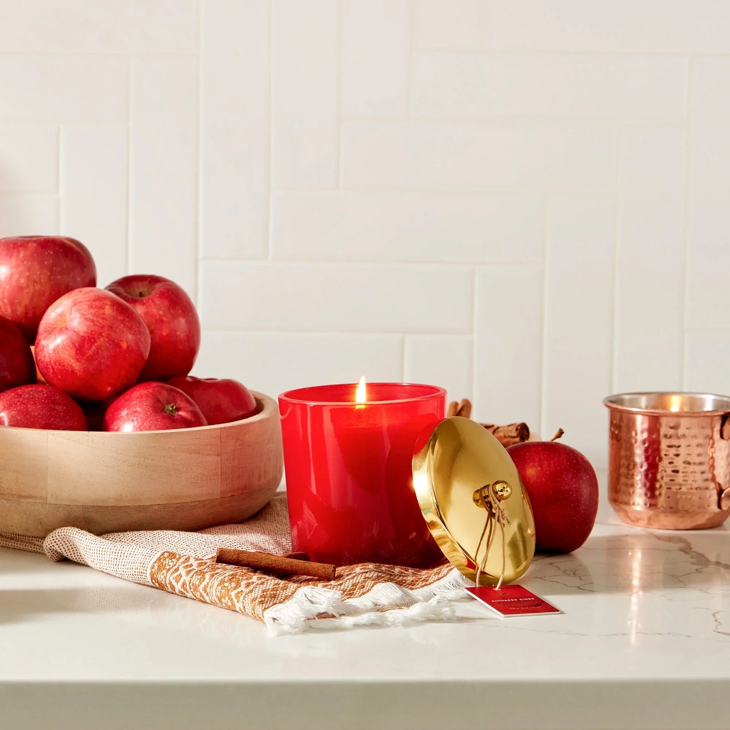 Thymes Simmered Cider Harvest Red Poured Candle 13oz - Marcel’s Culinary Experience