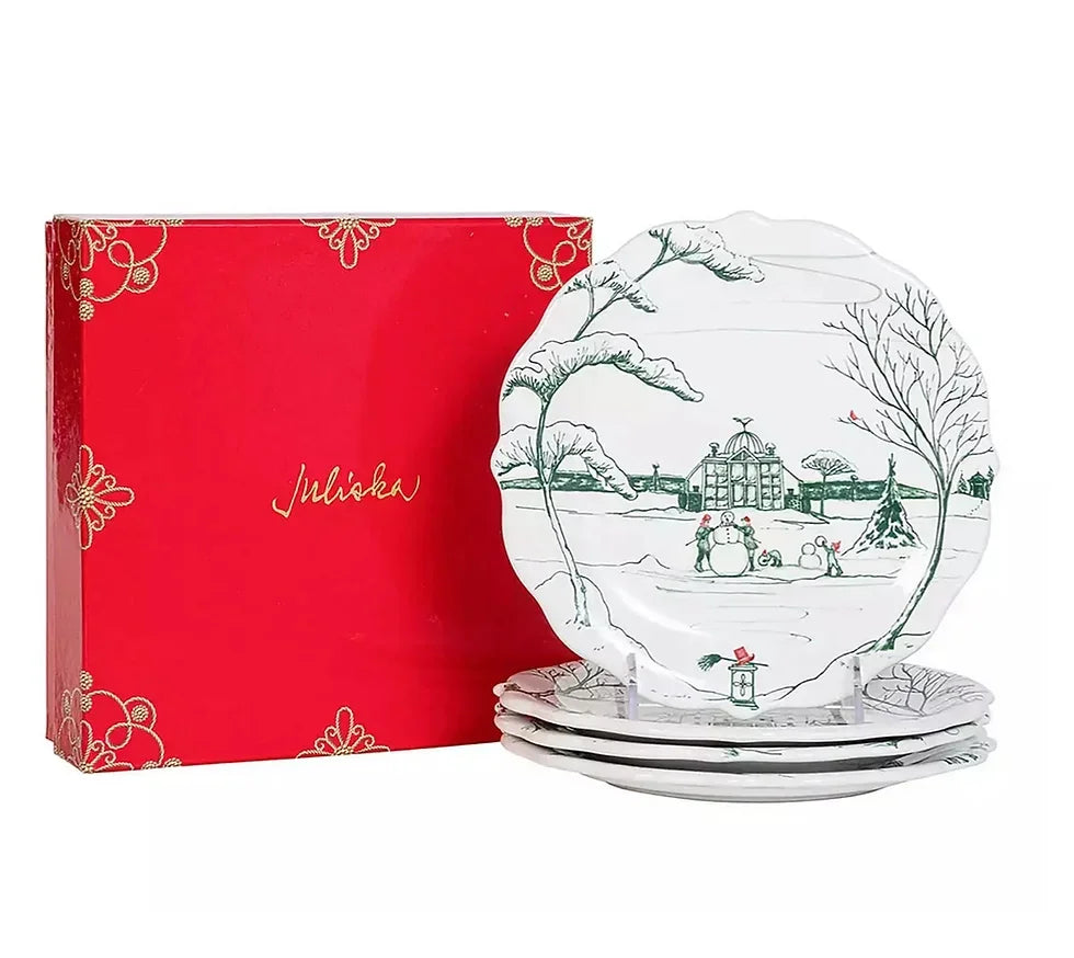 Juliska Country Estate Winter Frolic Party Plate Set/4 - Evergreen - Marcel’s Culinary Experience