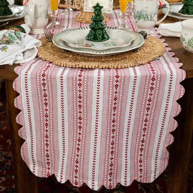 Juliska Villa Stripe 18" x 90" Table Runner - Ruby - Marcel’s Culinary Experience