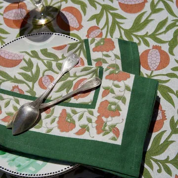 Couleur Nature Grenadine Orange & Green Tablecloth 59"x59" - Marcel’s Culinary Experience