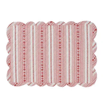 Juliska Juliska Villa Stripe Quilted Placemat - Ruby - Marcel’s Culinary Experience
