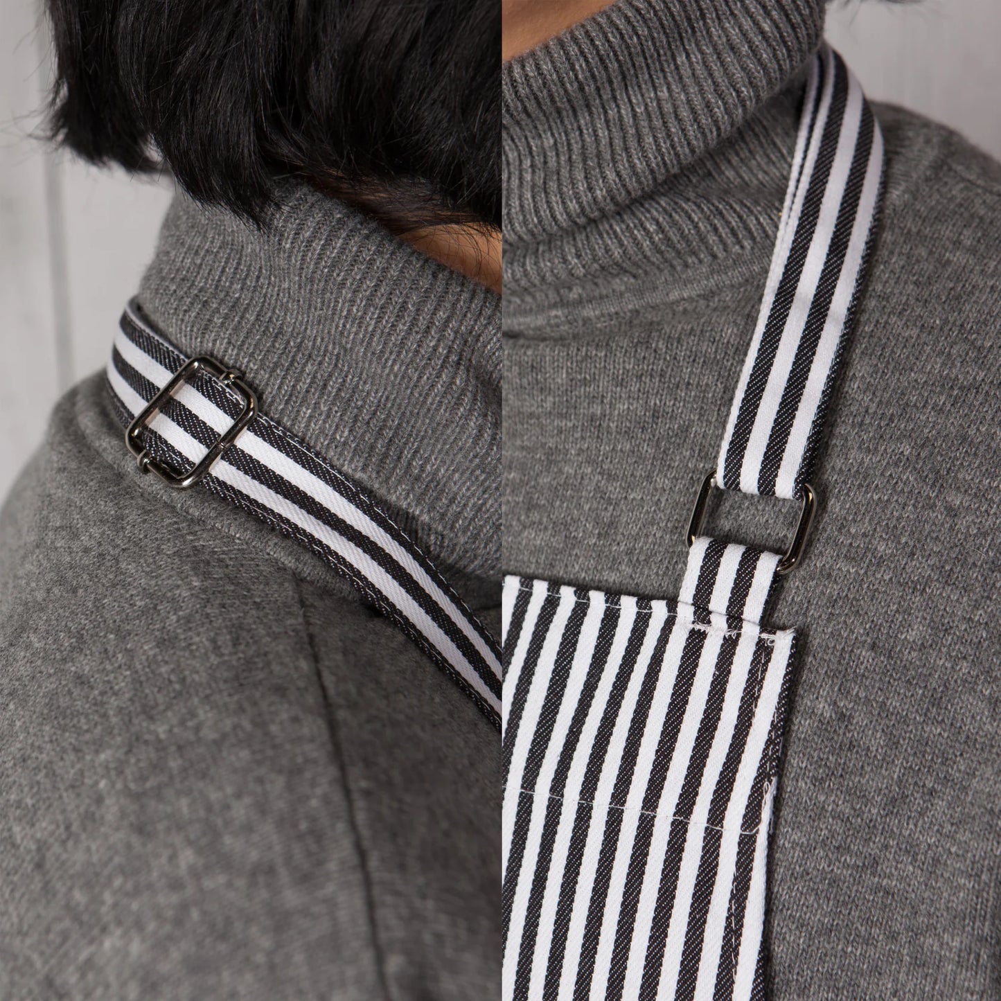 Narrow Black Stripe Cotton Chef's Apron