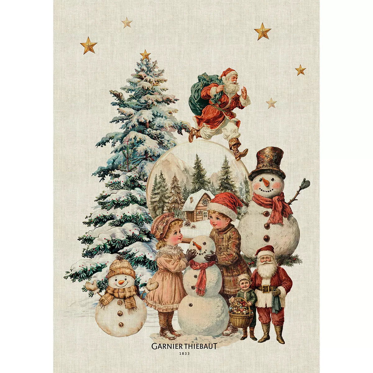 Garnier Thiebaut Bonhommes de Neige Vintage Kitchen Towel
