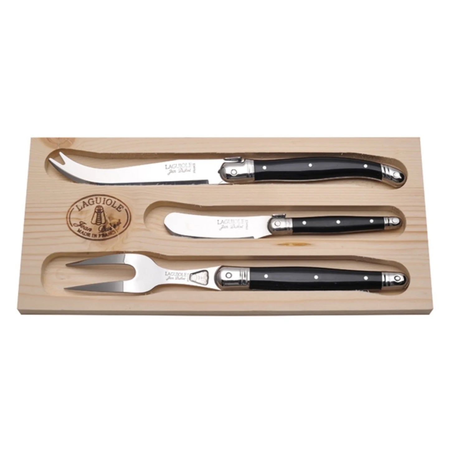 Jean Dubost Black 3 pc Cheese Set