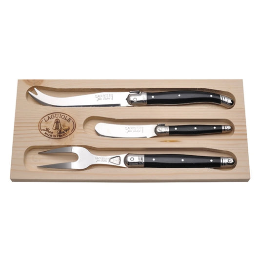 Jean Dubost Black 3 pc Cheese Set