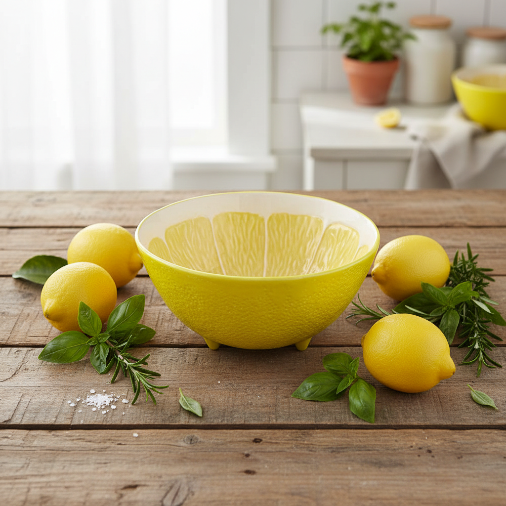 Lemon Salad Bowl Overhead