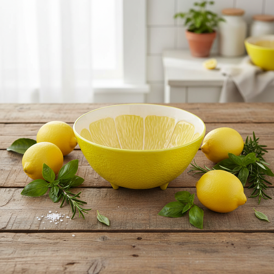 Lemon Salad Bowl Overhead