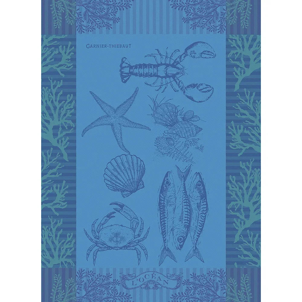 Garnier Thiebaut L'Ocean Bleu Jacquard Kitchen Towel