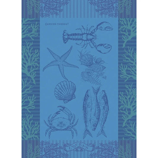 Garnier Thiebaut L'Ocean Bleu Jacquard Kitchen Towel