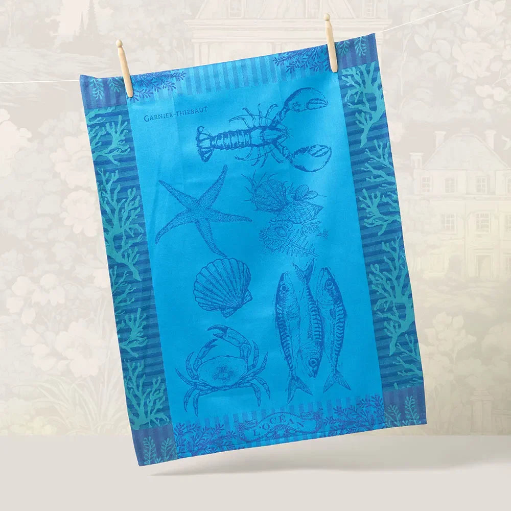 Garnier Thiebaut L'Ocean Bleu Jacquard Kitchen Towel