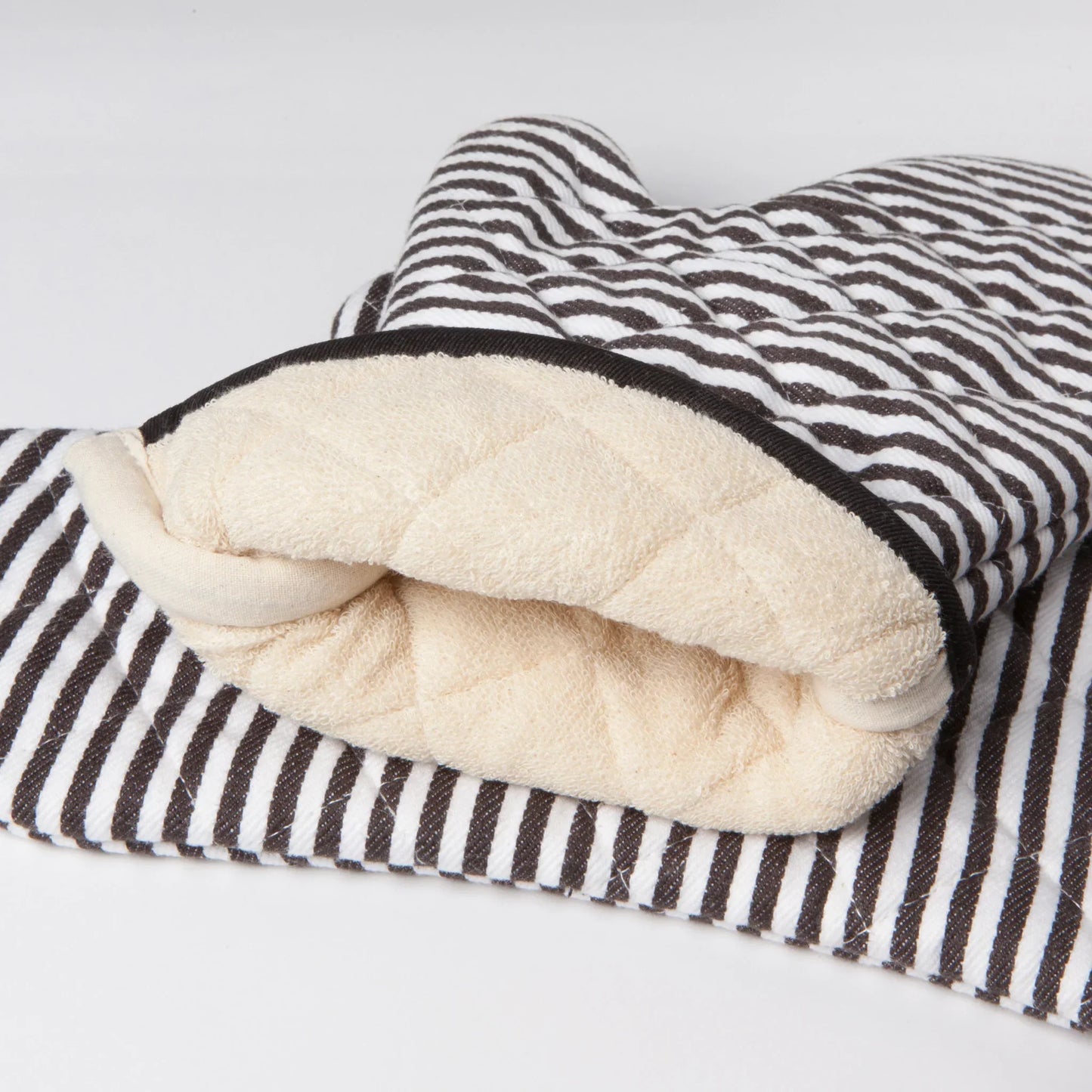 Superior Black Narrow Stripe Oven Mitt - Marcel’s Culinary Experience
