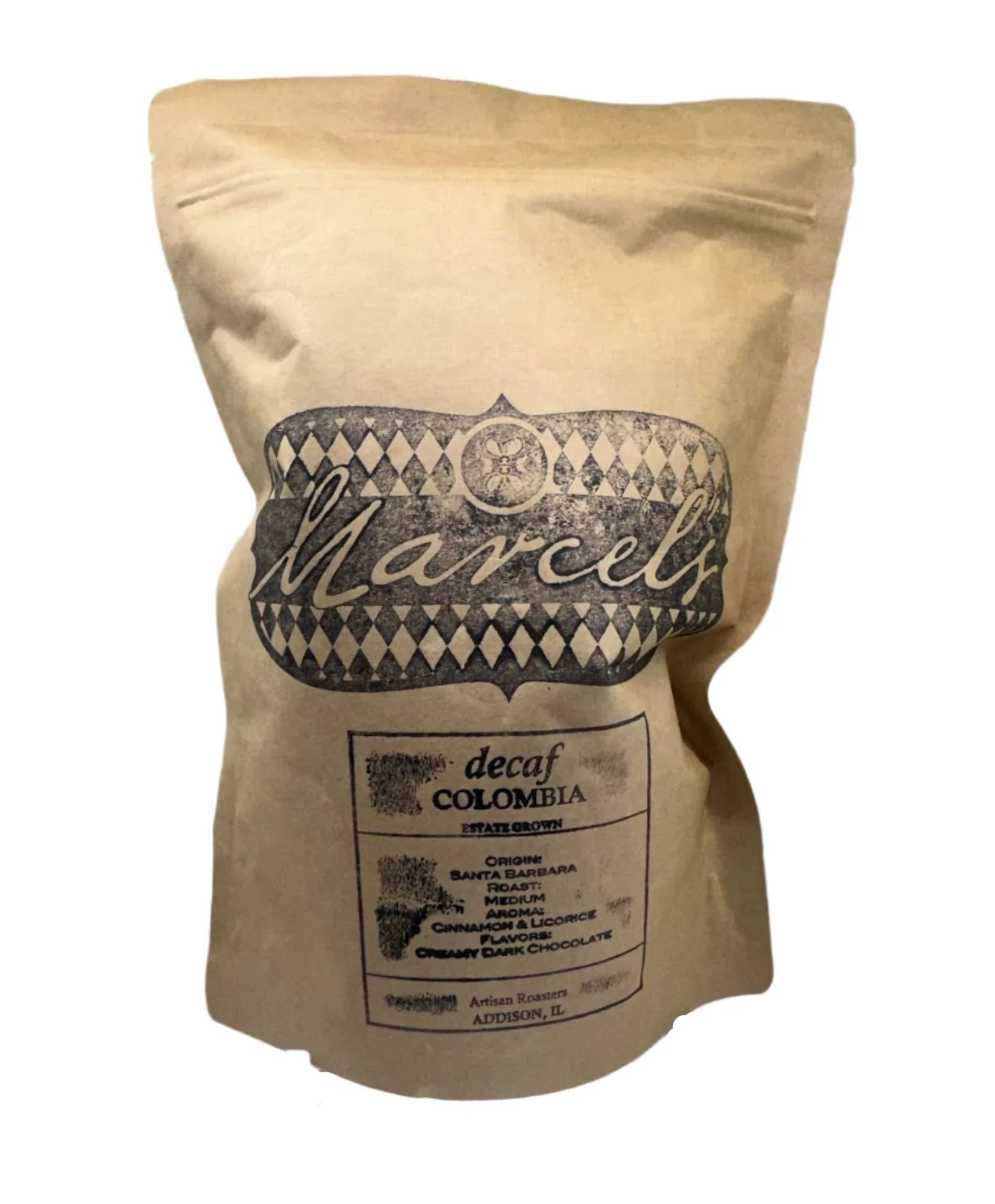 bag of coffee beans decaf