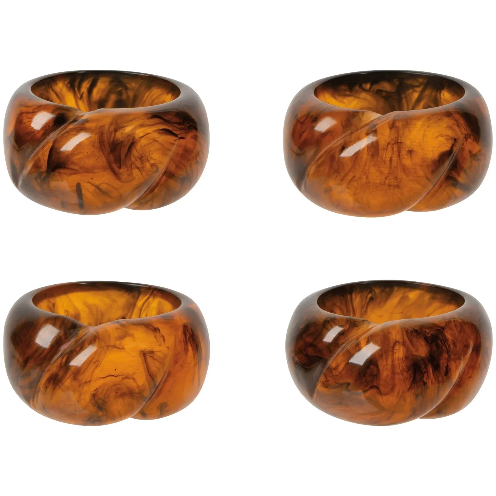 Tortoise Shell Resin Napkin Ring Set of 4 - Marcel’s Culinary Experience