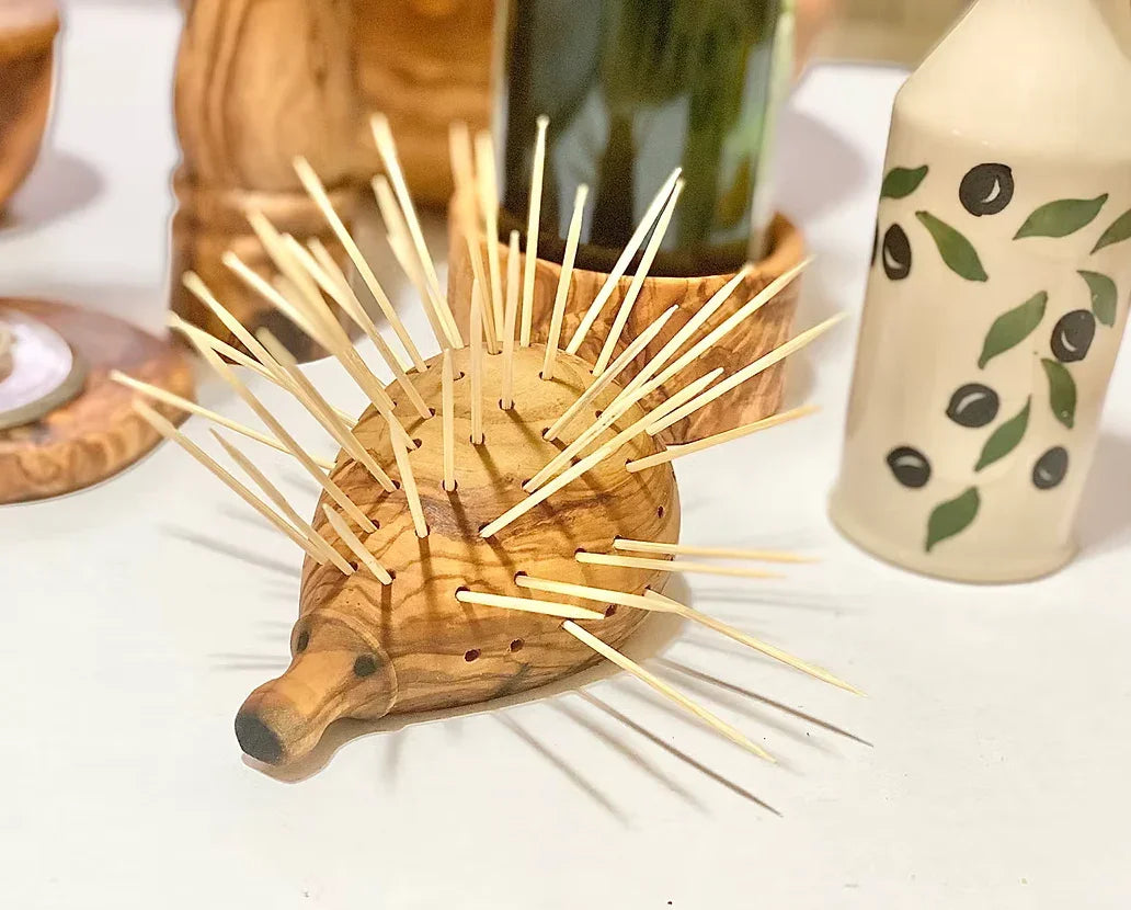 olivewood toothpick holder