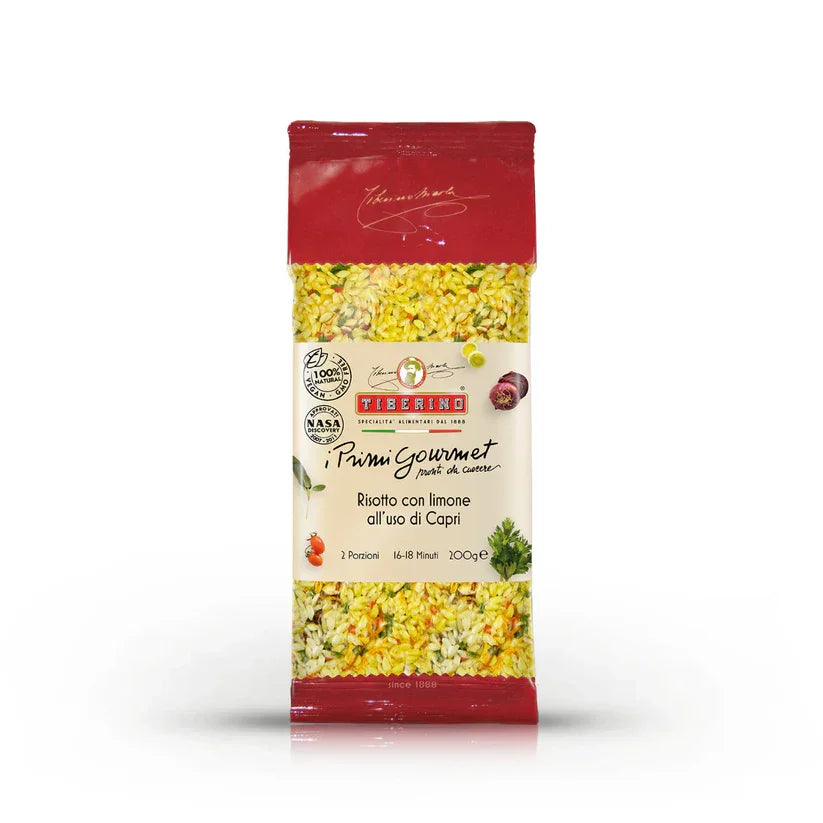 Tiberino Risotto con limone pasta package with lemon and herb images, 200g Italian gourmet food