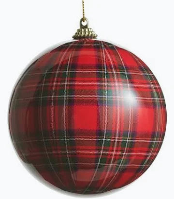 4" Red Plaid Ball Ornament
